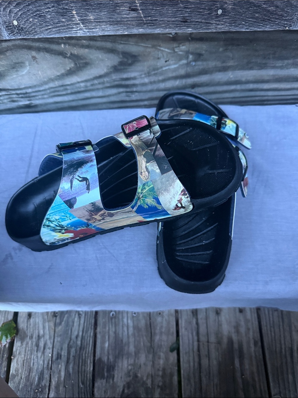Birkenstock Multicolor Tropical Print Double-Strap Slide Sandals